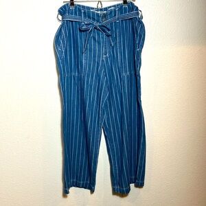 Seven 7 palazzo denim high waisted striped‎ pants size 10 wide leg soft women’s